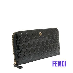 Fendi patent leather Glossy Quilted Wallet NWOT